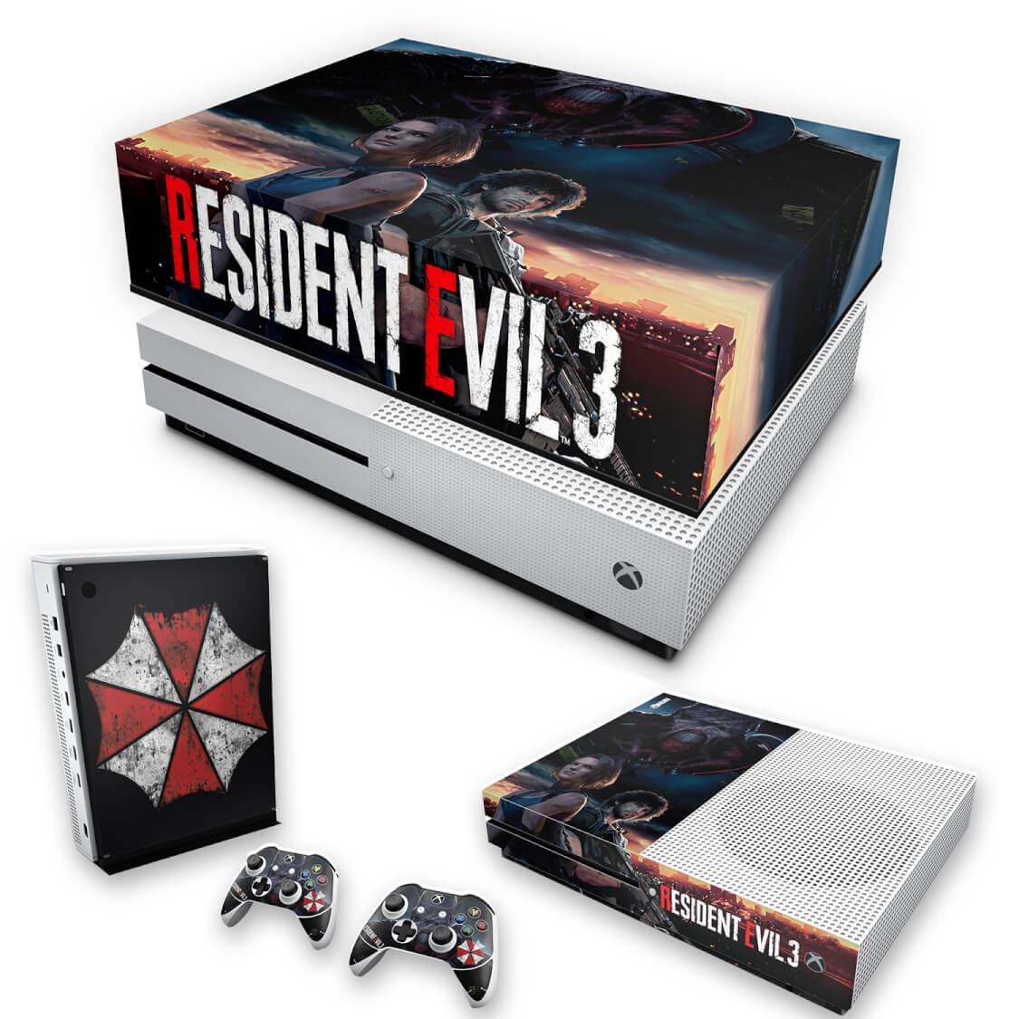 Capa Case e Skin Compatível Xbox One Fat Controle - Resident Evil