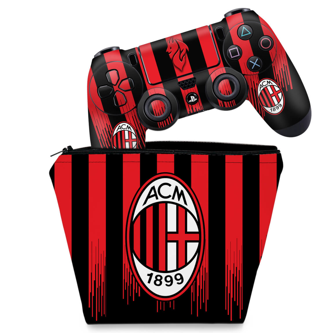 KIT Capa Case e Skin PS4 Controle - Ac Milan - Pop Arte Skins