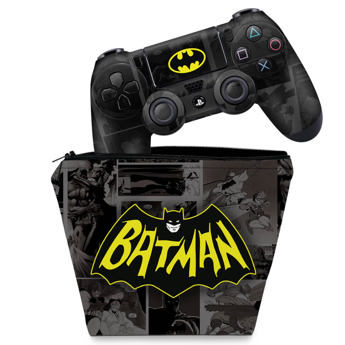 KIT Capa Case e Skin PS4 Controle - Batman Comics - Pop Arte Skins