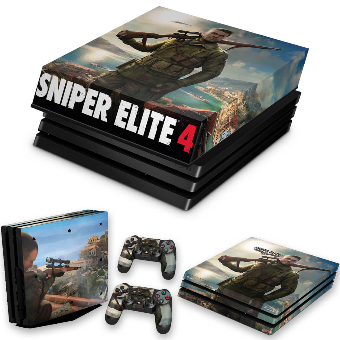 KIT PS4 Pro Skin e Capa Anti Poeira - Sniper Elite 4 - Pop Arte Skins