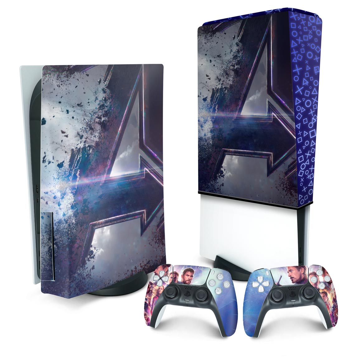 Kit Ps5 Skin E Capa Anti Poeira Vingadores Ultimato Endgame Pop Arte Skins