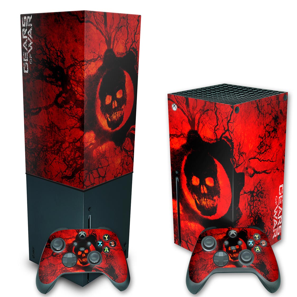 KIT Xbox Series X Skin e Capa Anti Poeira Gears of War Skull Pop