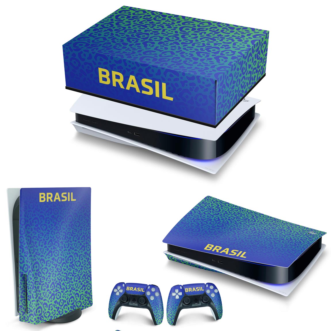 KIT PS5 Capa Anti Poeira e Skin - Brasil - Pop Arte Skins