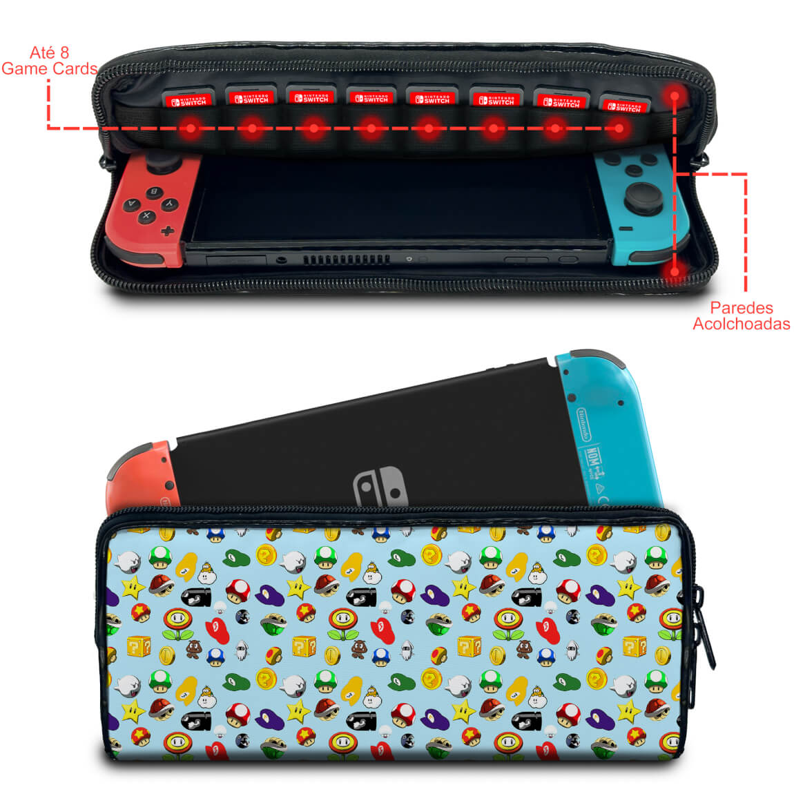 Case Nintendo Switch Bolsa Estojo - Super Mario - Pop Arte Skins