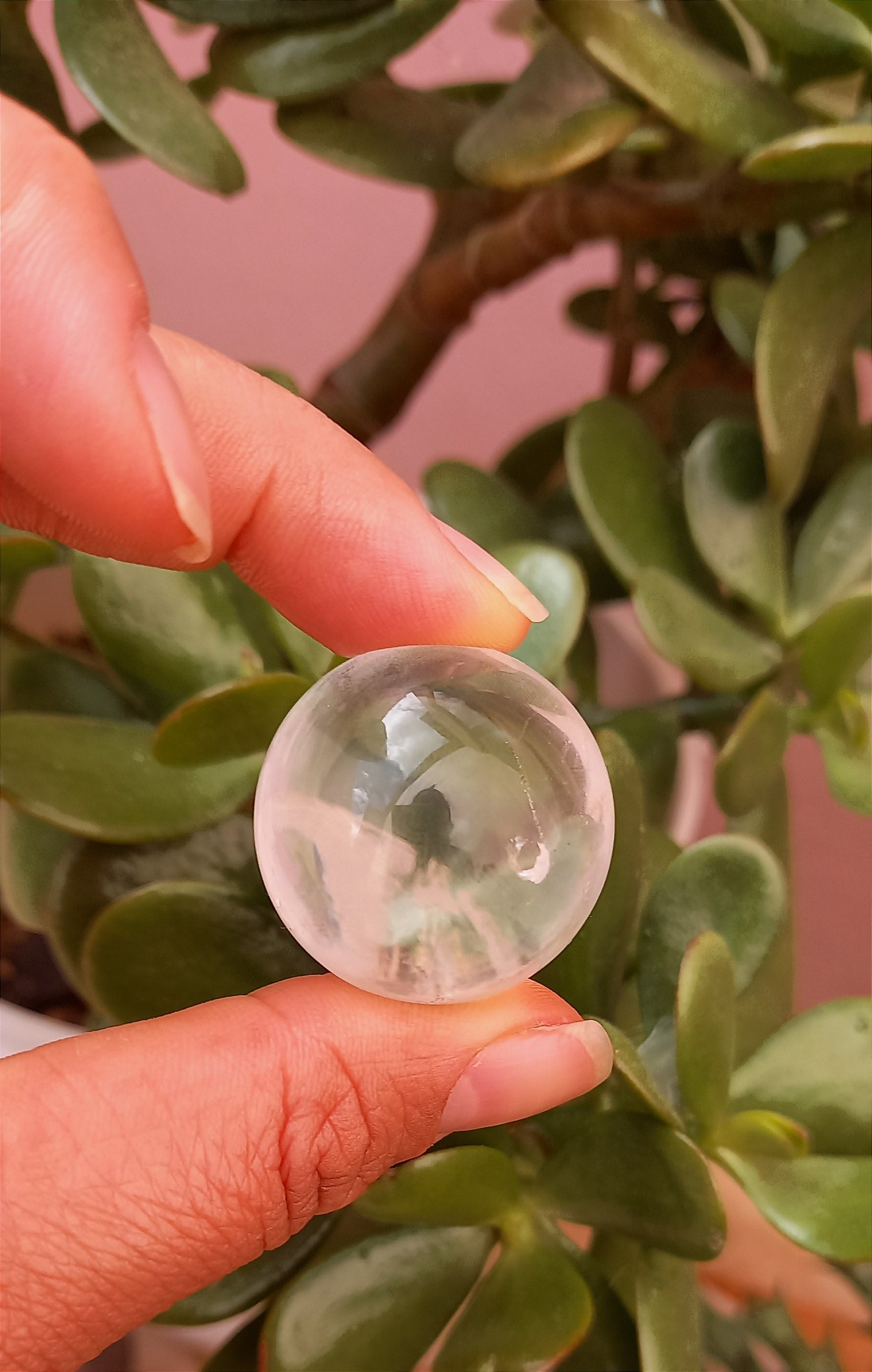 Pssopp Bola de cristal transparente asiática rara quartzo transparente bola  de cura de cristal transparente com base de suporte 40 mm