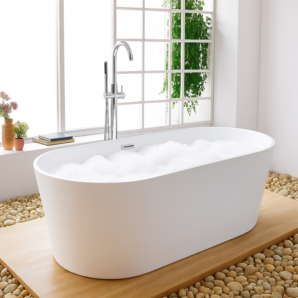 Kit Banheira Freestanding Venezza 1.50m c/Misturador Cromado