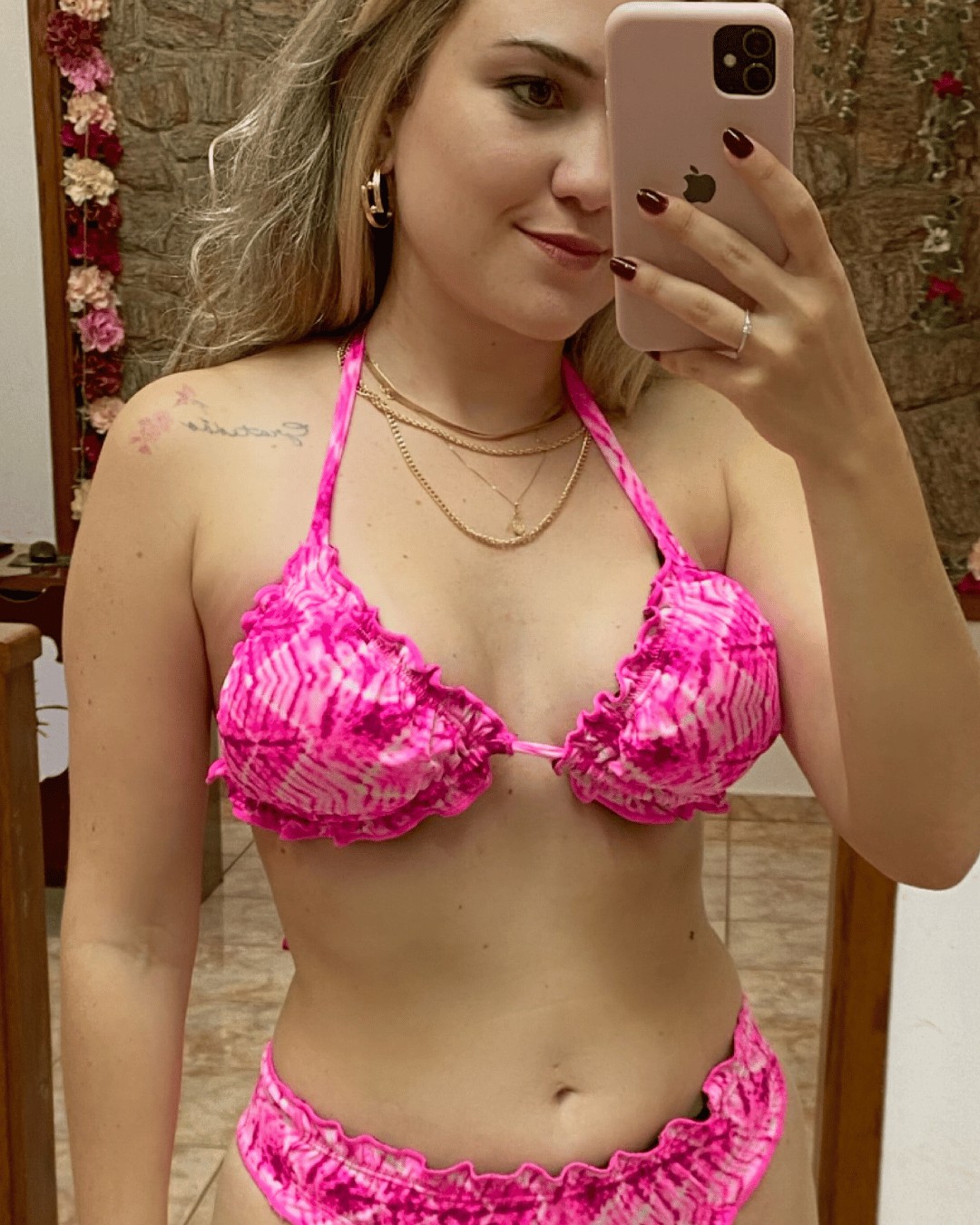 Biquíni Cortininha Rosa Empina Bumbum Plus Size
