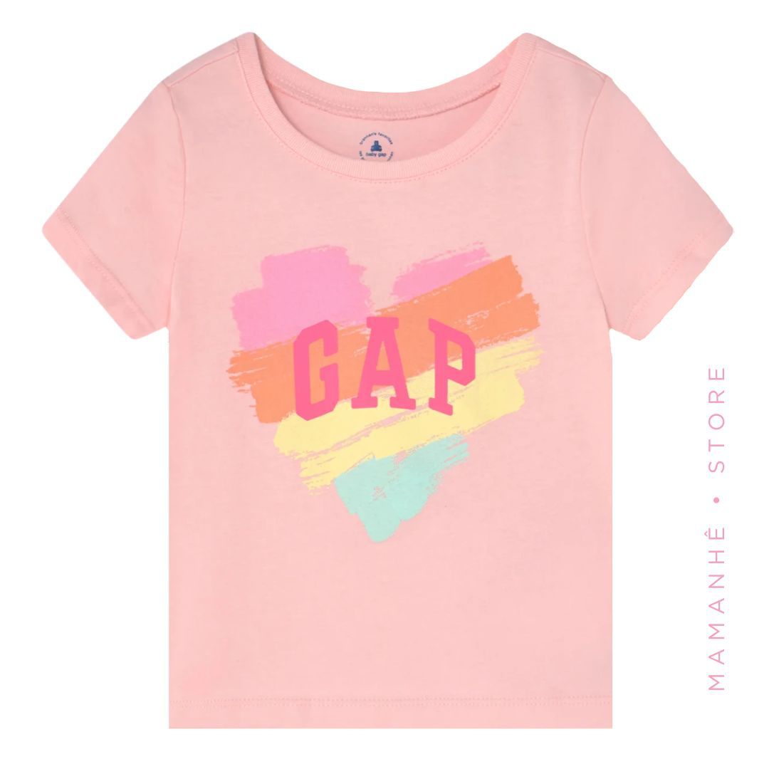 Camiseta Gap Menina Rosa - Mamanhê Store - Roupas e Acessórios Infantis