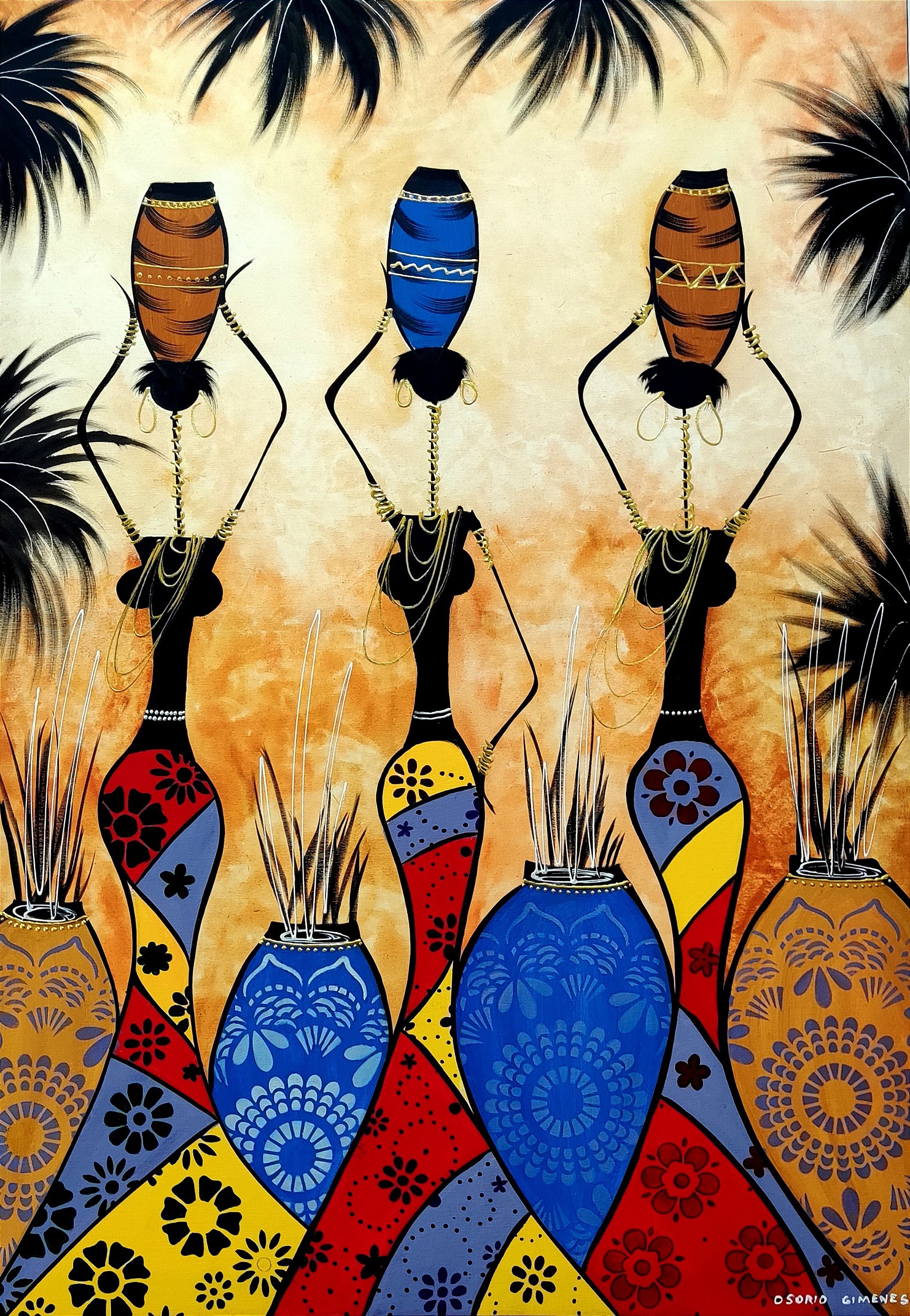 Pintura em tela Africanas - Osório Gimenes - Artes