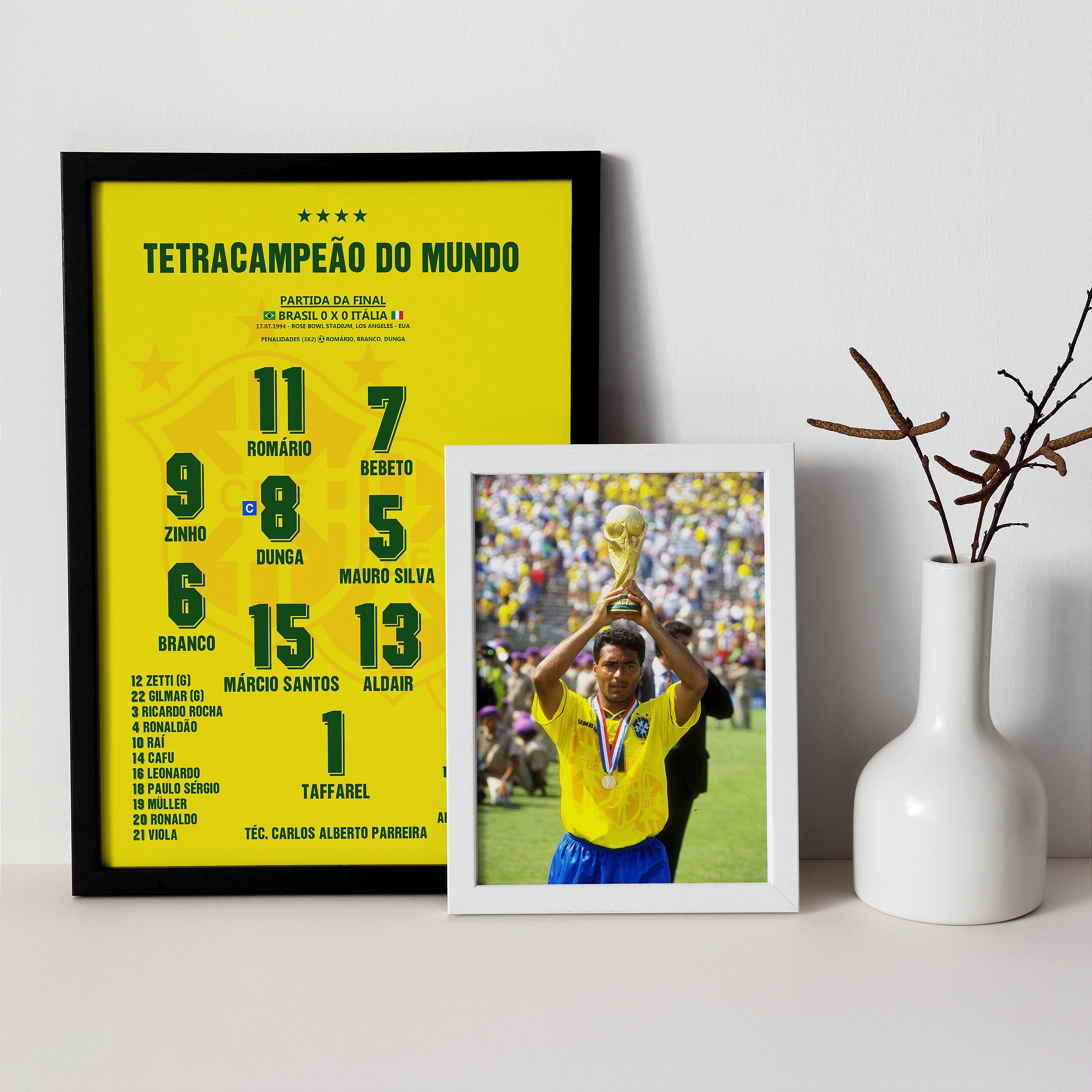 Quadro Brasil Escalação Final Campeão Copa 1994 - PlacasFUT, jogos