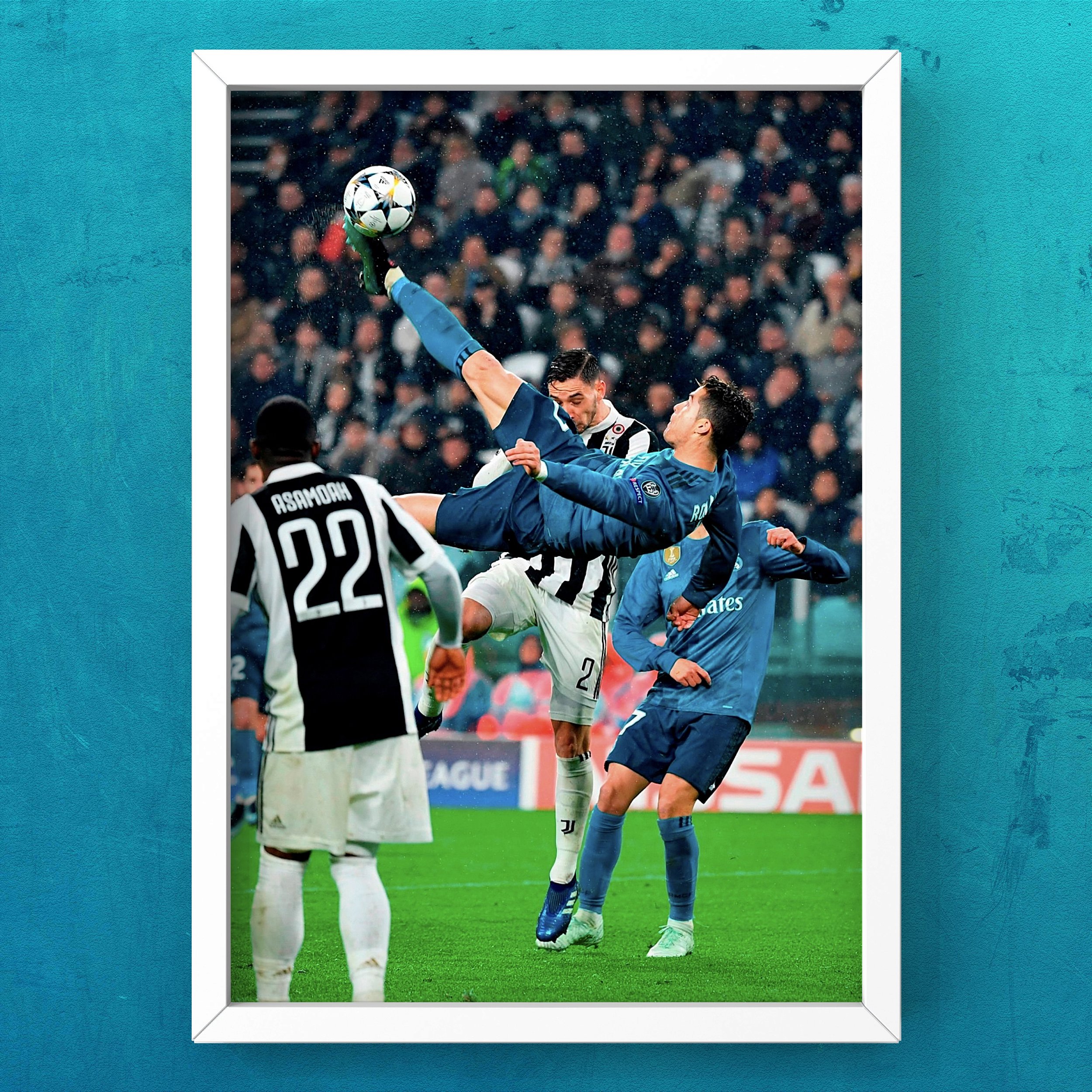 Quadro Cristiano Ronaldo Bicicleta - PlacasFUT - Itens Decorativos