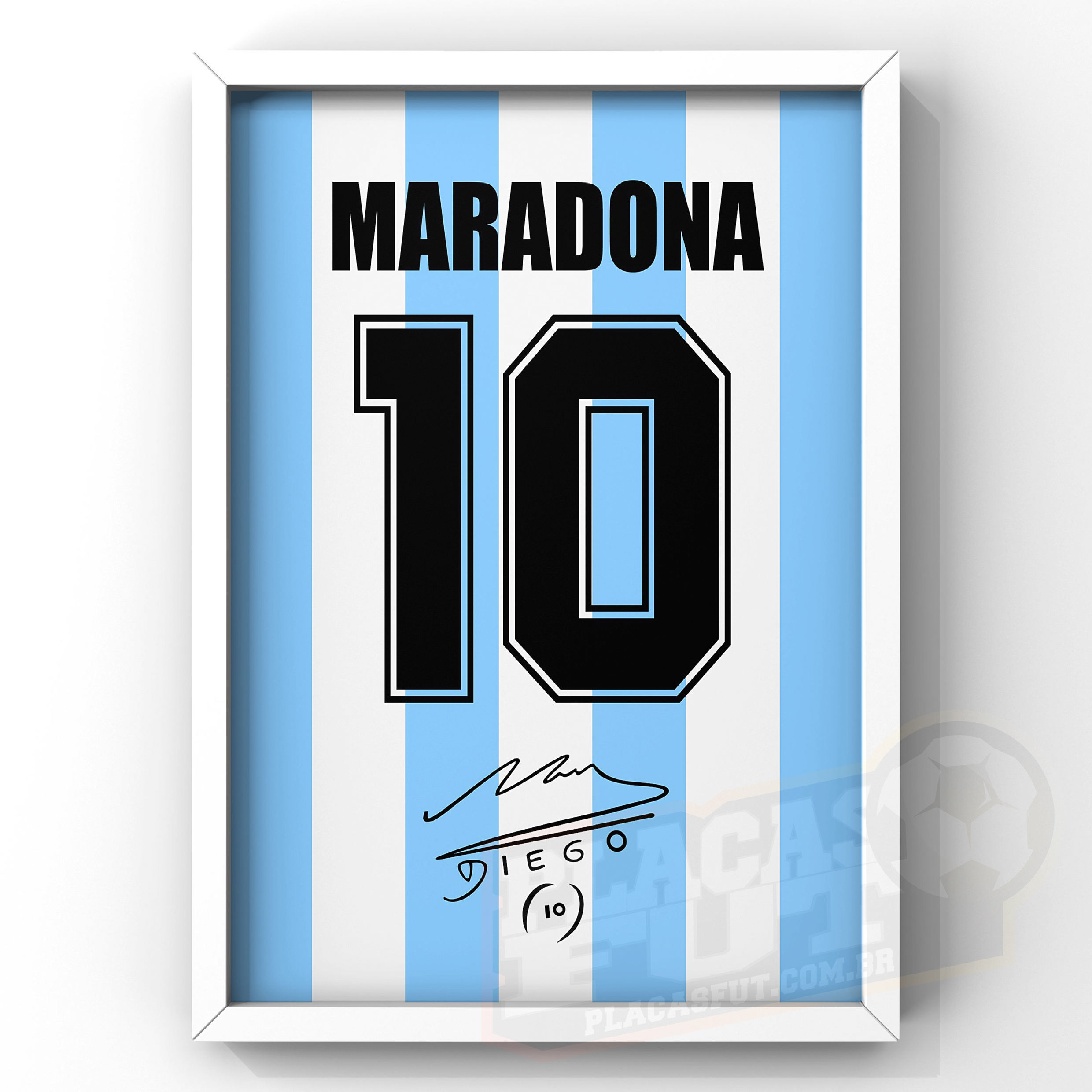 Quadro Maradona Camisa Argentina 10 + Autógrafo Digital