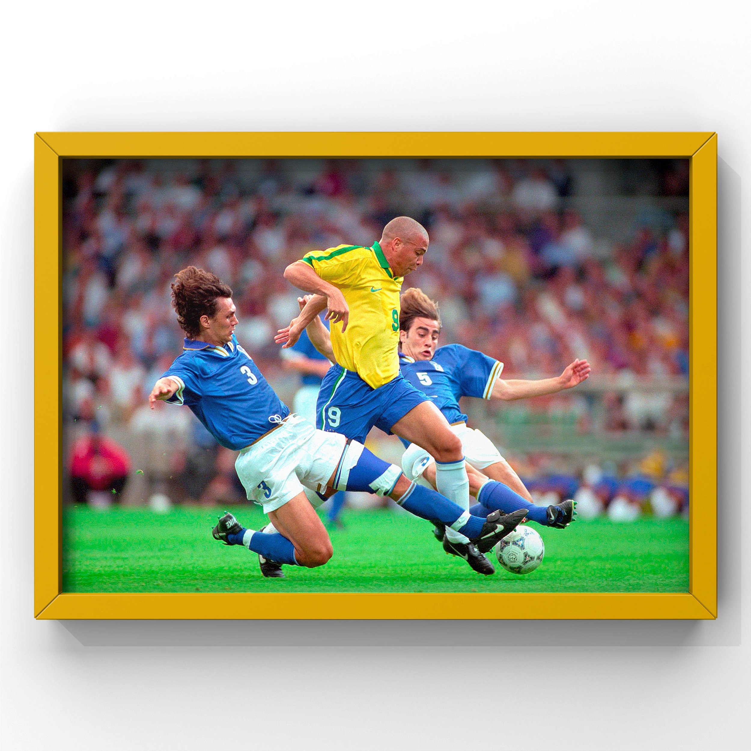 Quadro Ronaldo VS Maldini & Cannavaro - PlacasFUT - Itens Decorativos