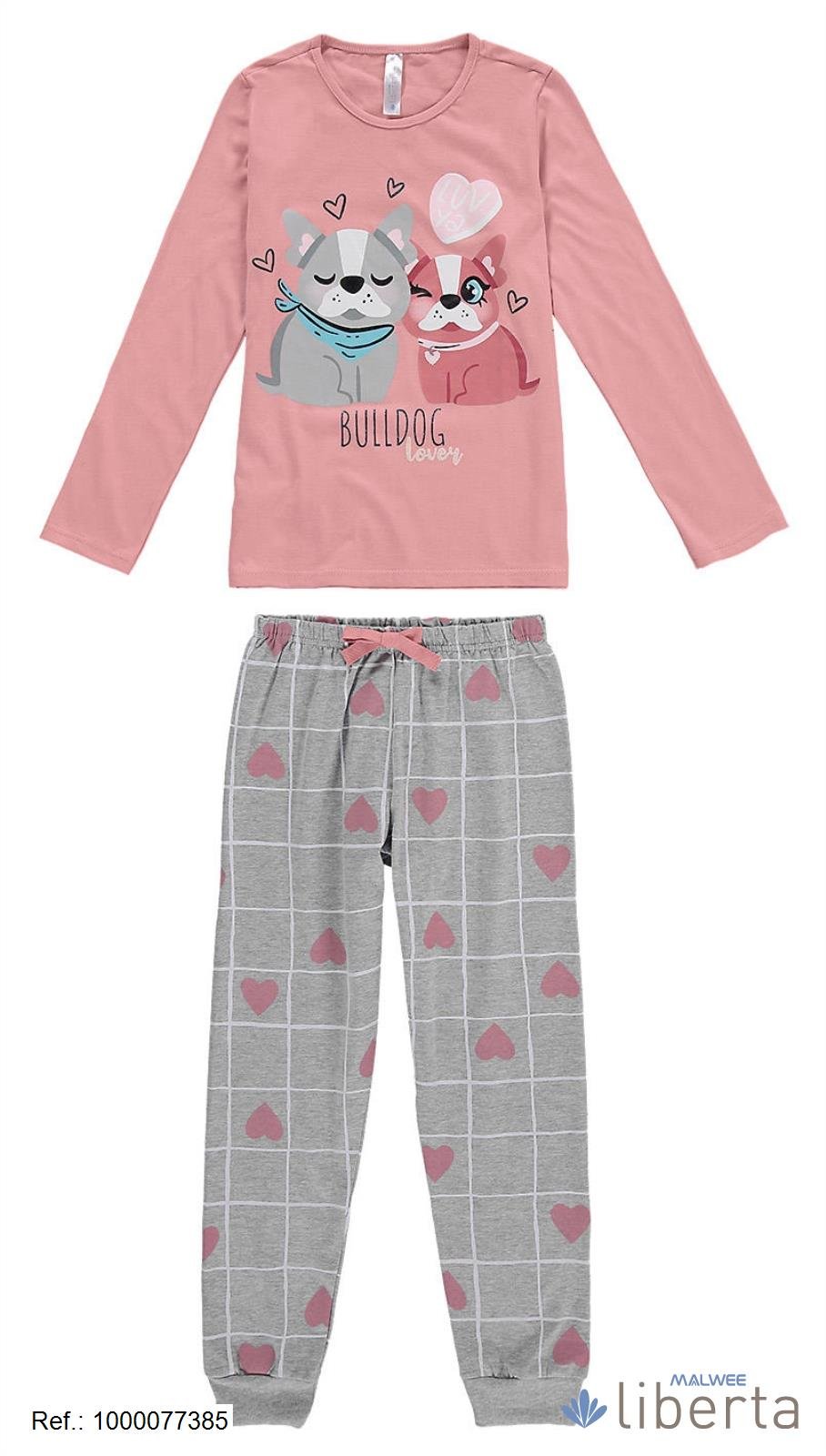 Pijama Menina Infantil Feminino Curto - Estampa Xadrez Rosa