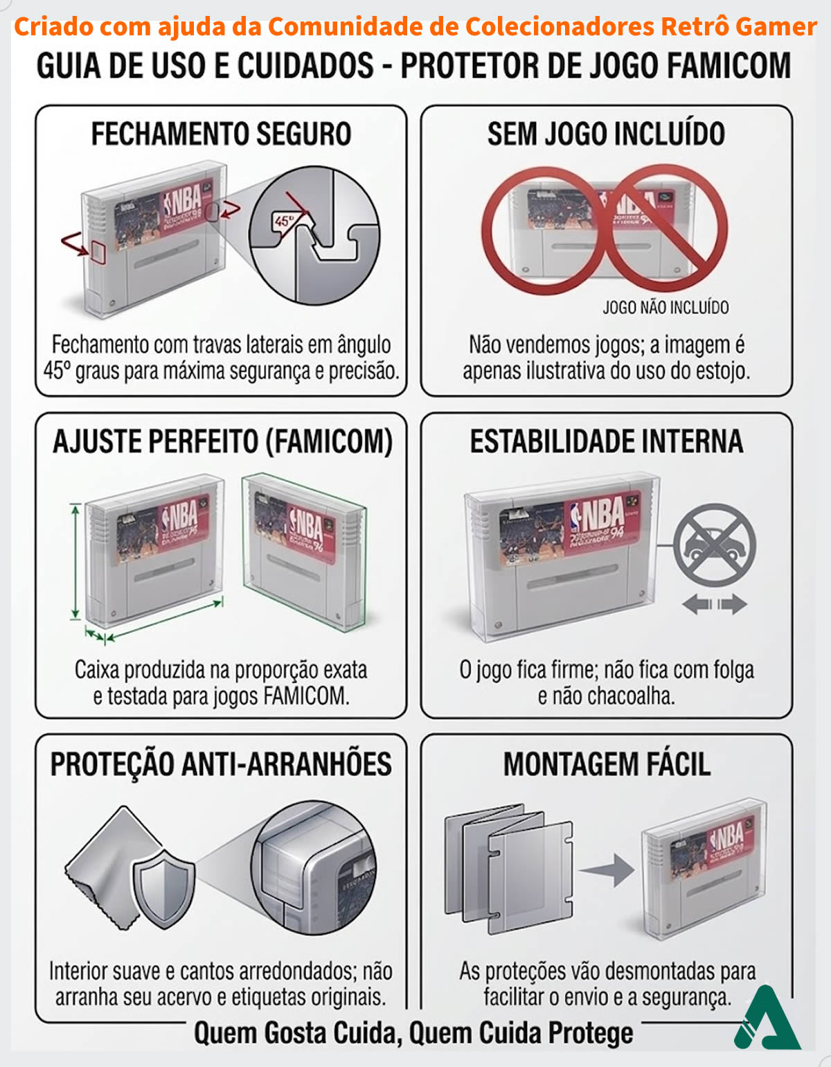 Caixa Protetora para Cartucho Loose Super Famicom - Caixa de