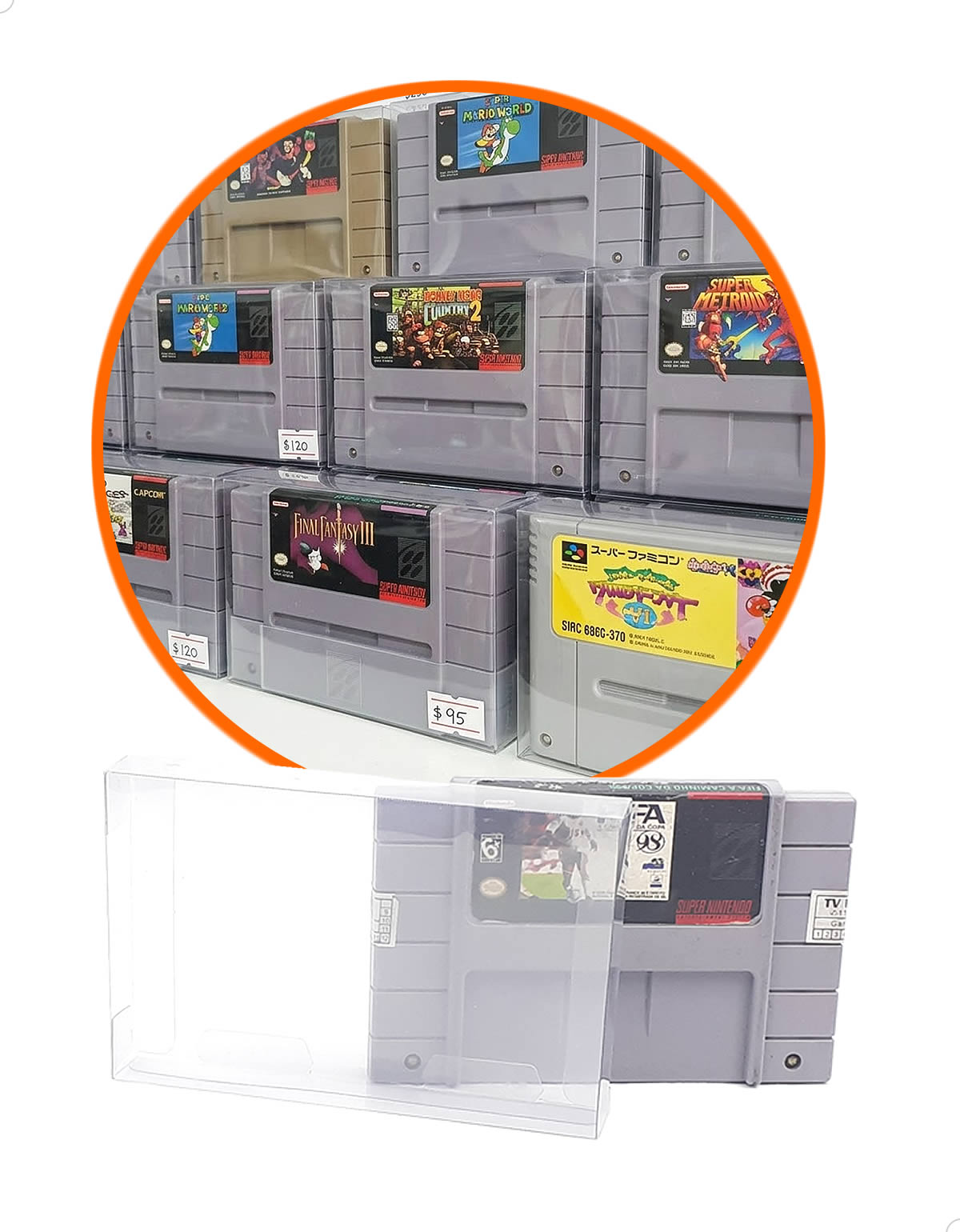 Up［カセット］ Caixa SNES Caixa Protetora para Cartucho Loose Super Nintendo SNES