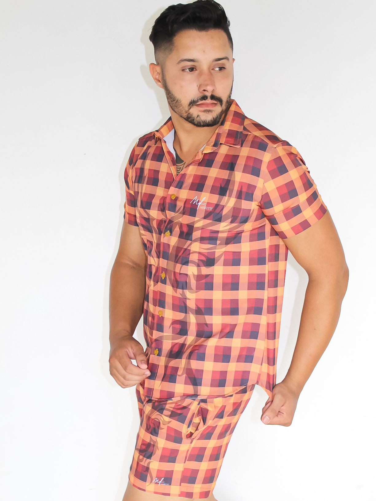 Camisa Xadrez Alongada - Caramelo - Zinzane