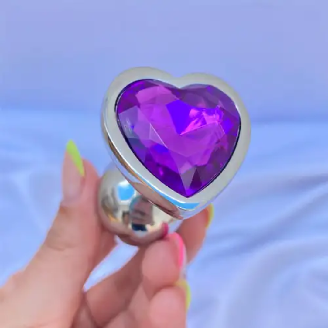plug anal roxo Plug Anal Joia em Aço Redondo Tamanho M Roxo :: Sex Shop Loja do Prazer
