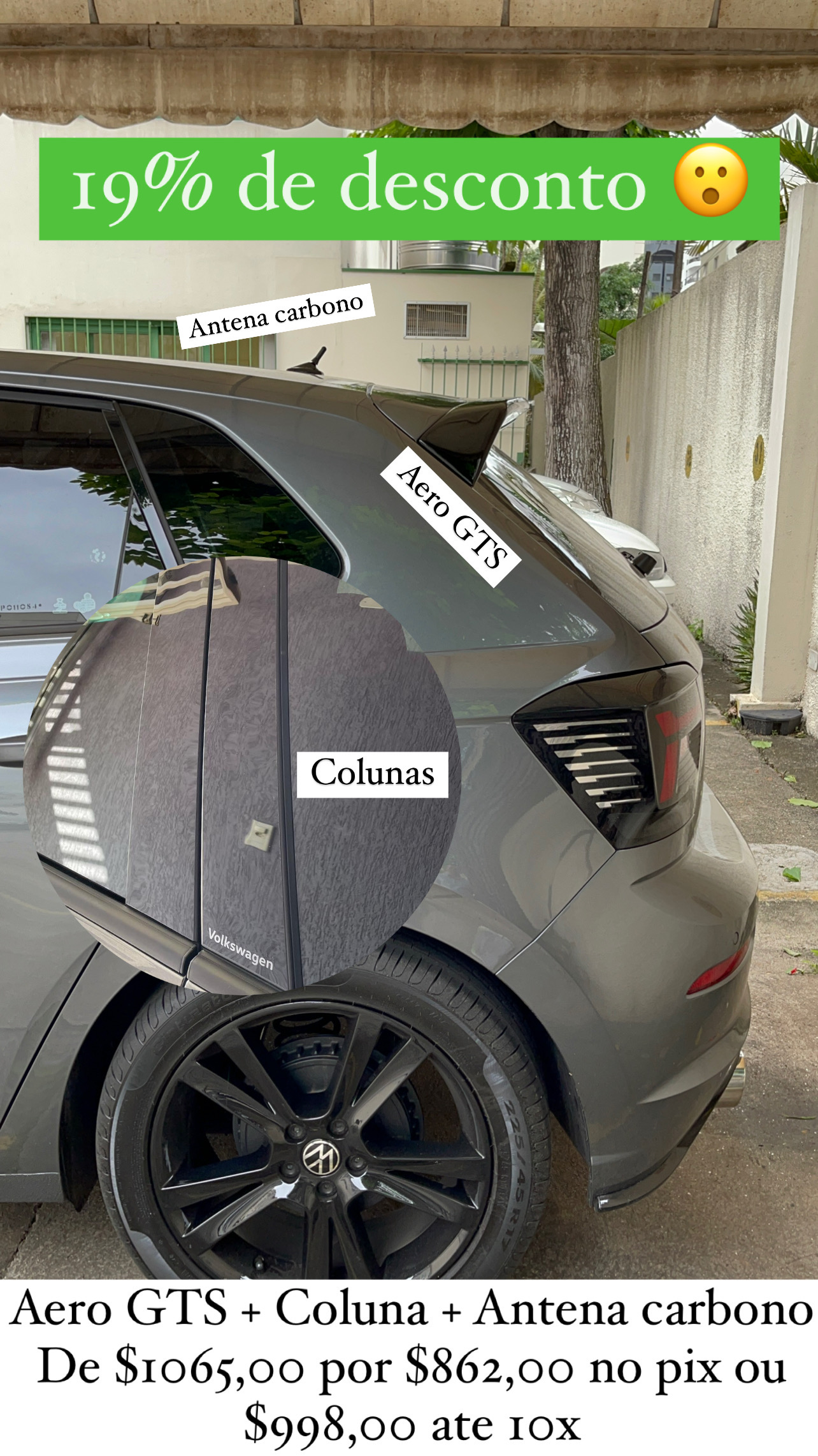 Aerofólio VW Polo GTs + Antena Carbono + Coluna Black Piano -  INSTACARSONLINE - Paixão Por Customização