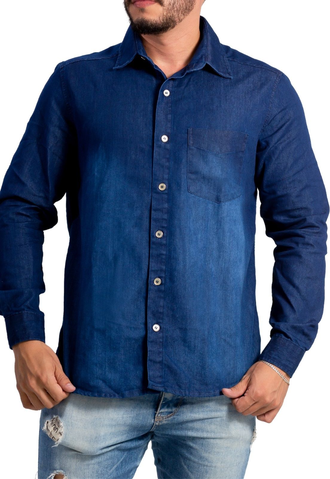 Camisa Jeans Manga Longa Adoro Bazar Pitt - Adoro Bazar| Produtos novos,  preços inacreditáveis, entrega garantida.