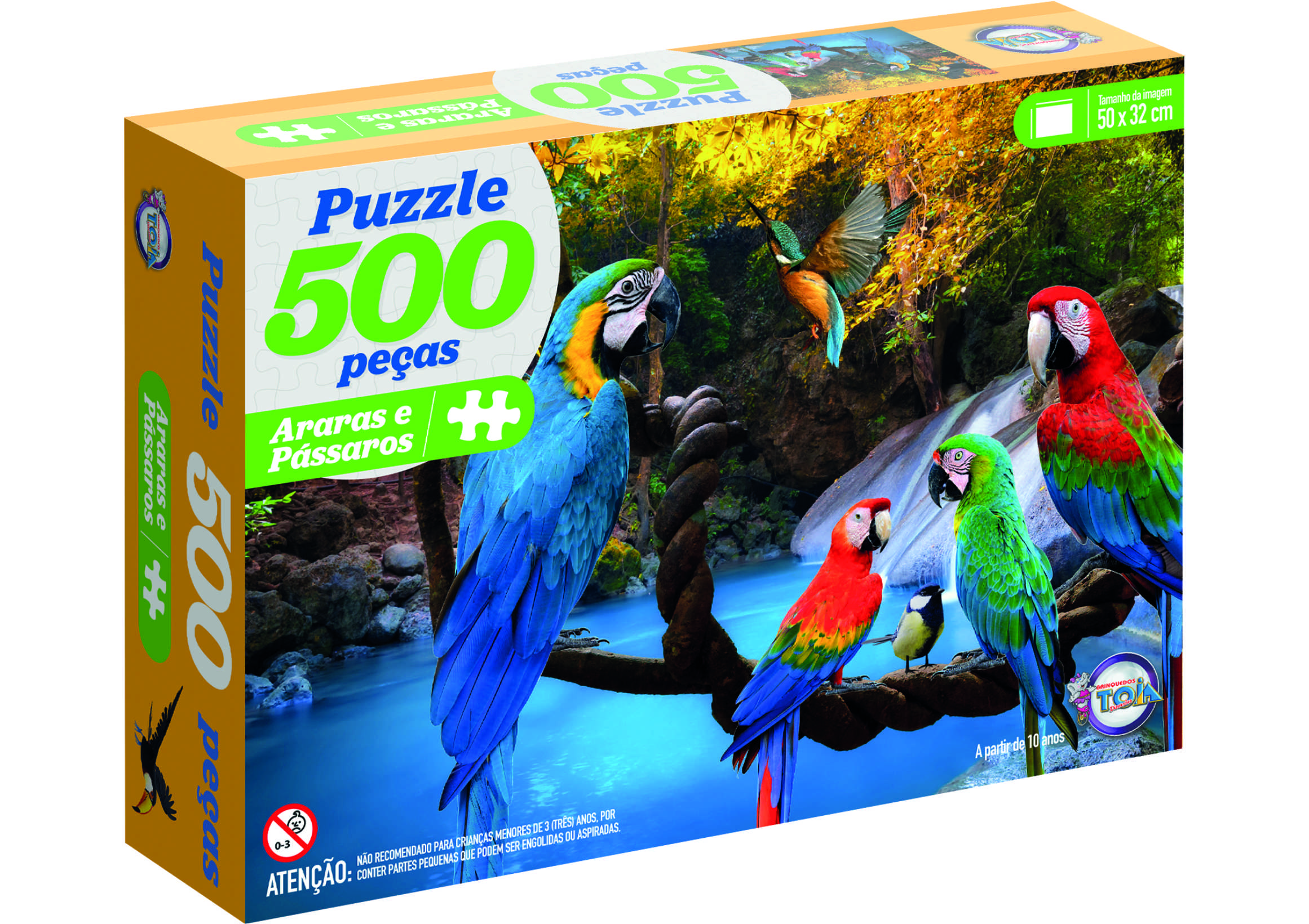 Puzzle 500 Peças - Araras e Pássaros - Toia Brinquedos