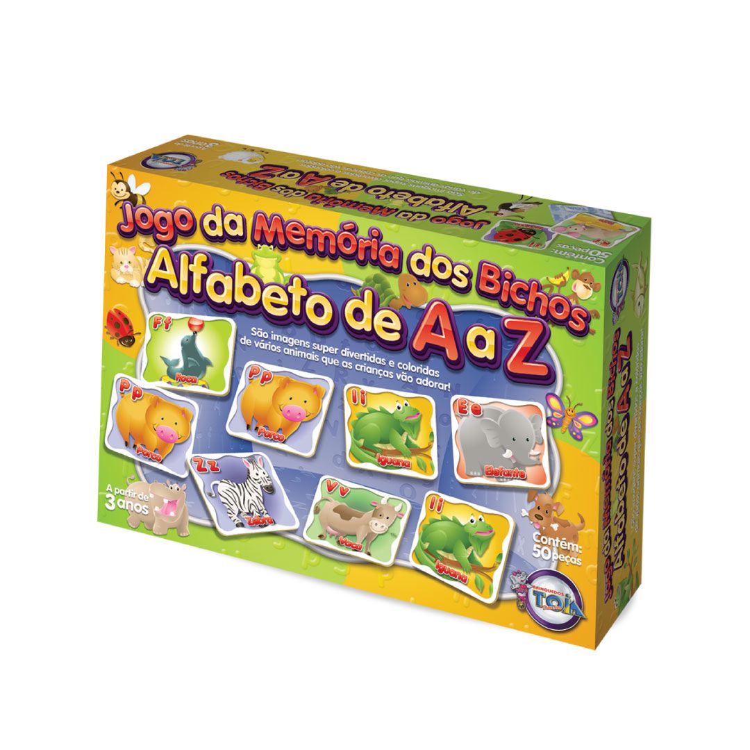 Jogo da Memória dos Bichos Alfabeto de A à Z - Toia Brinquedos