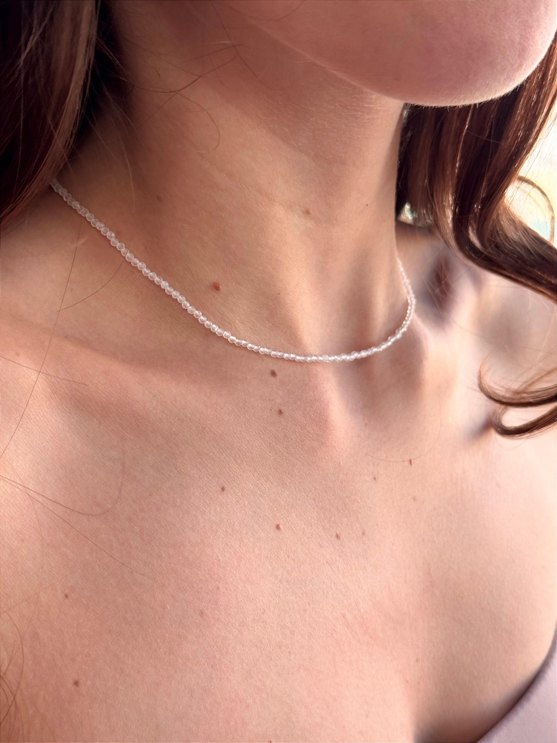 Colar de Quartzo Rosa 2mm Multifacetado - Pedra do Amor - Cura do Coração,  Amor Próprio, Perdão e Gratidão - Sagrada Magia, image size:1874x2500