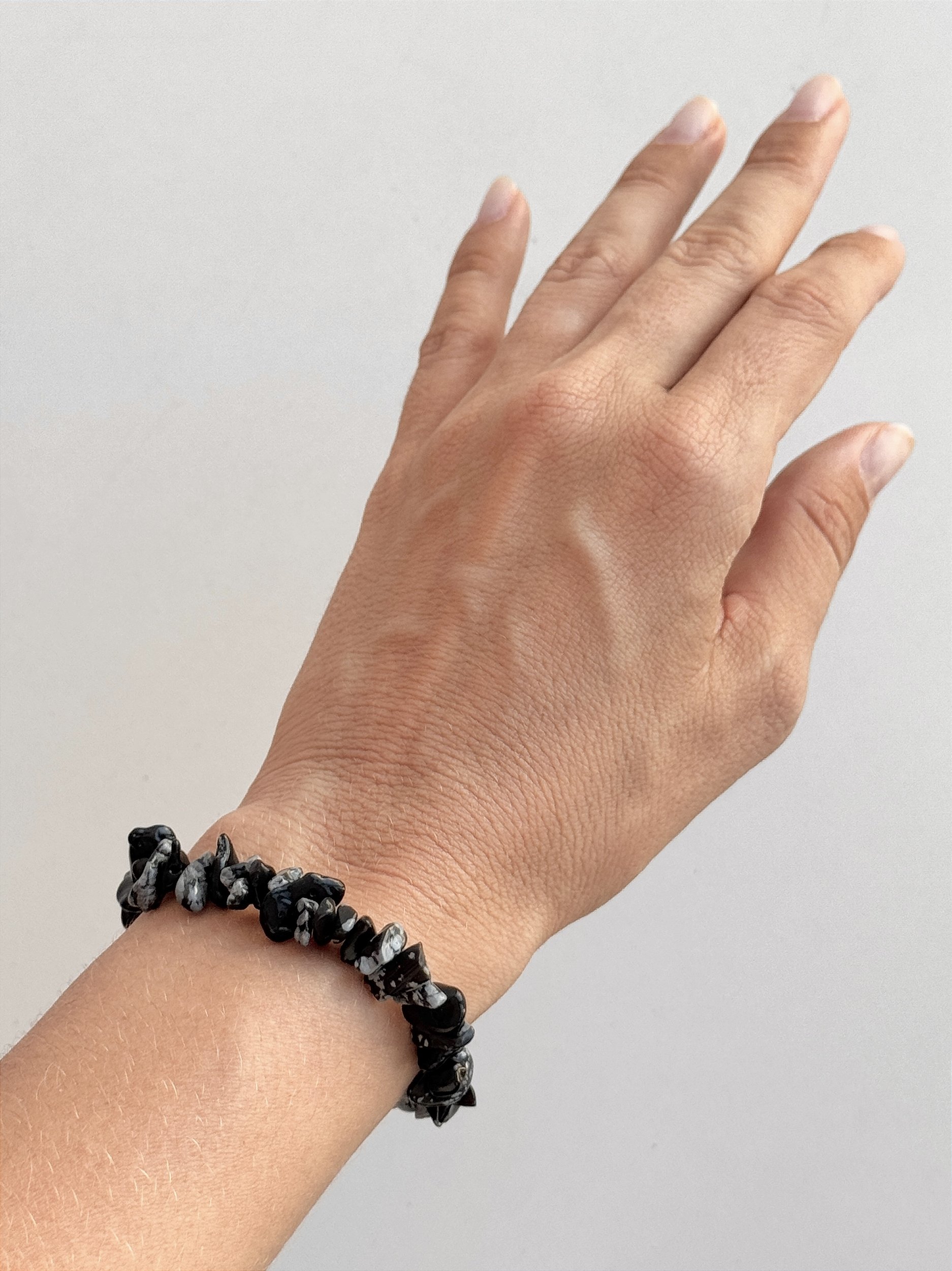 Pulseira de Obsidiana Floco de Neve - Estresse, Desapego e