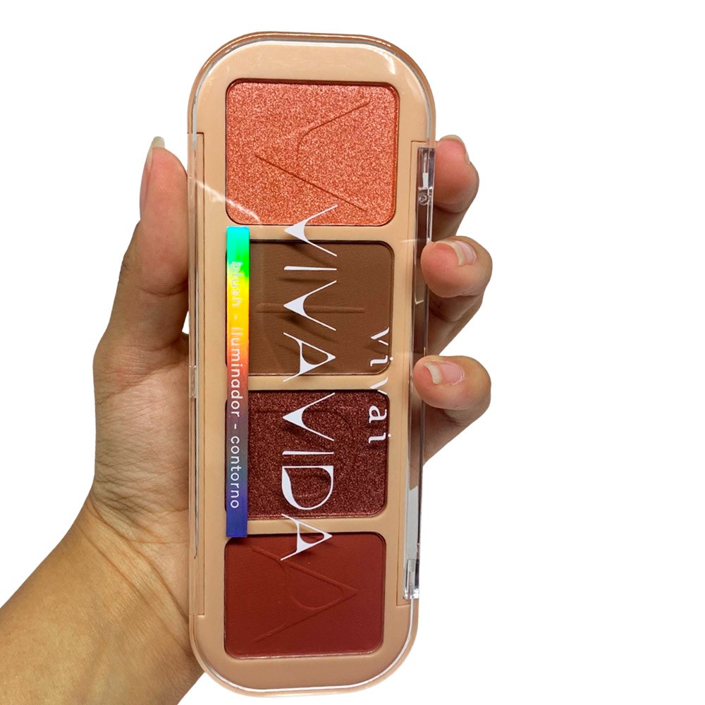 Paleta De Blush Iluminador E Contorno Viva Vida Vivai Blush Vivai