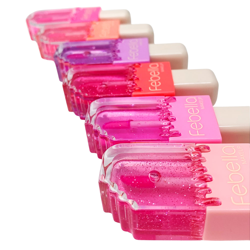 Lip Gloss com Glitter Picolé Febella Fornecedores de Make Virtual