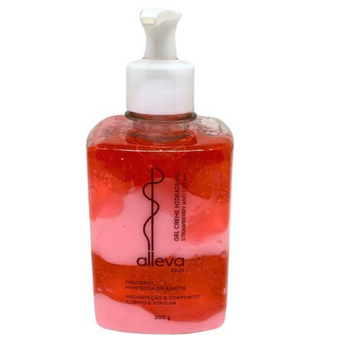 Gel Creme Hidratante Beijável Strawberry Alleva 300g - Virtual