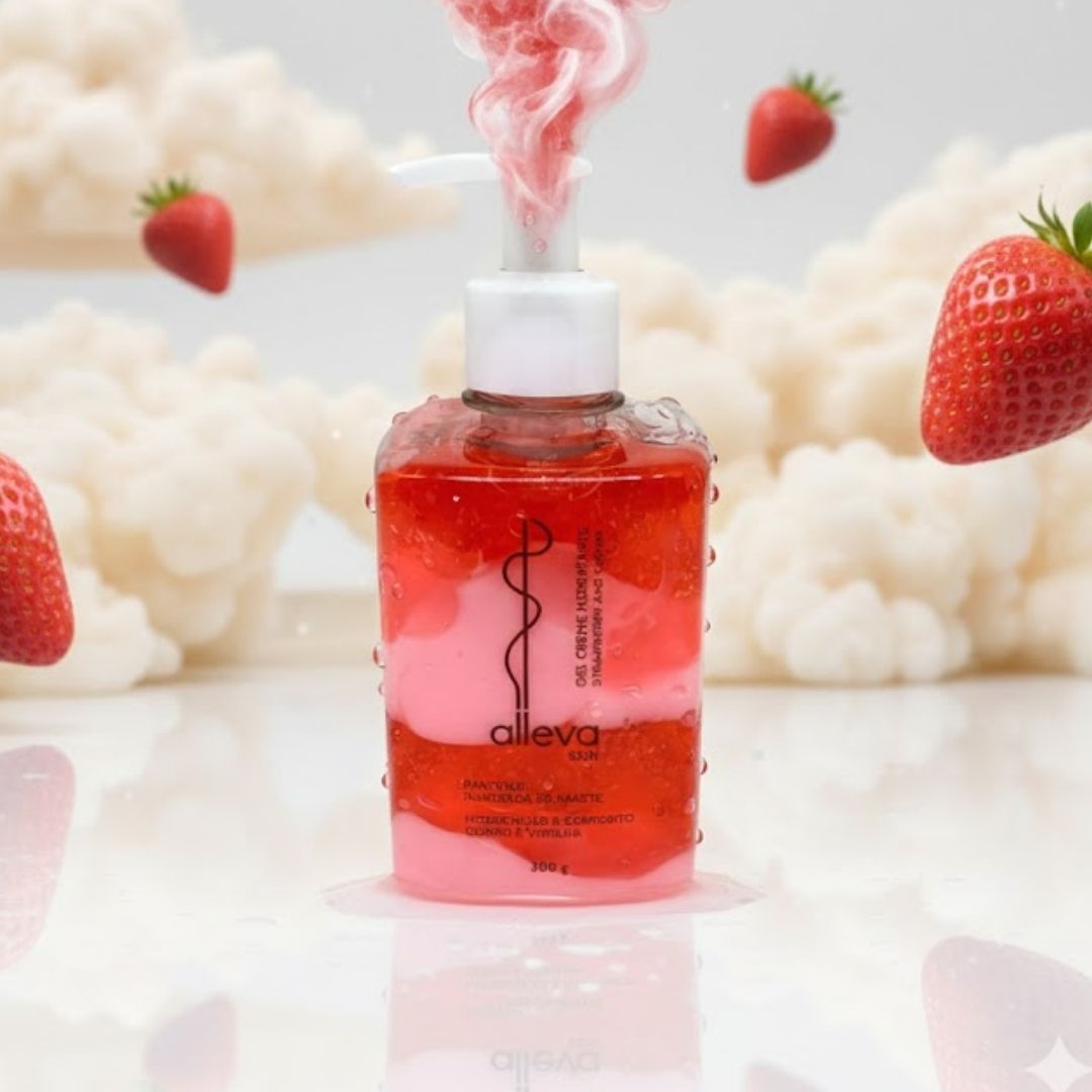 Gel Creme Hidratante Beijável Strawberry Alleva 300g - Virtual