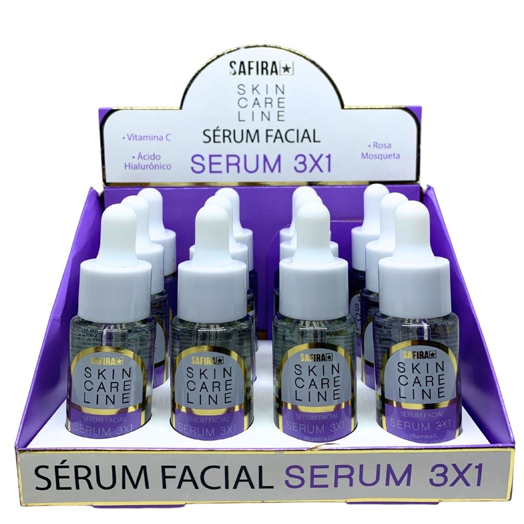 Sérum Facial 3x1 Safira 30ml - Box c/ 12 unid - Virtual Make