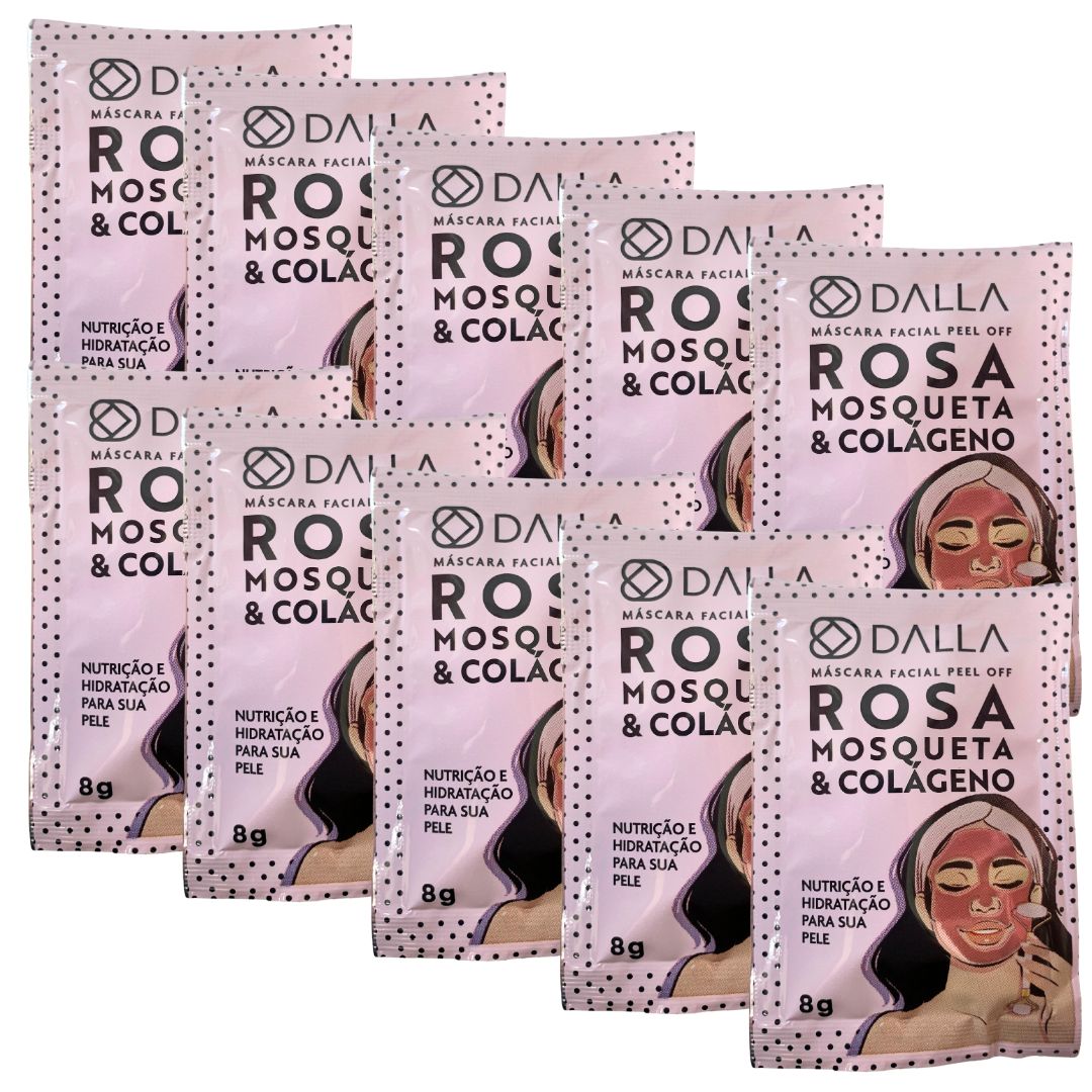 Máscara Facial Rosa Mosqueta DL1005 - Kit 10 Unid - Virtual Make