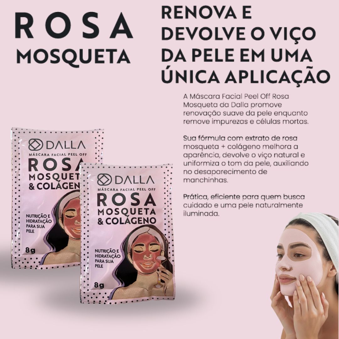 Máscara Facial Rosa Mosqueta DL1005 - Kit 10 Unid - Virtual Make