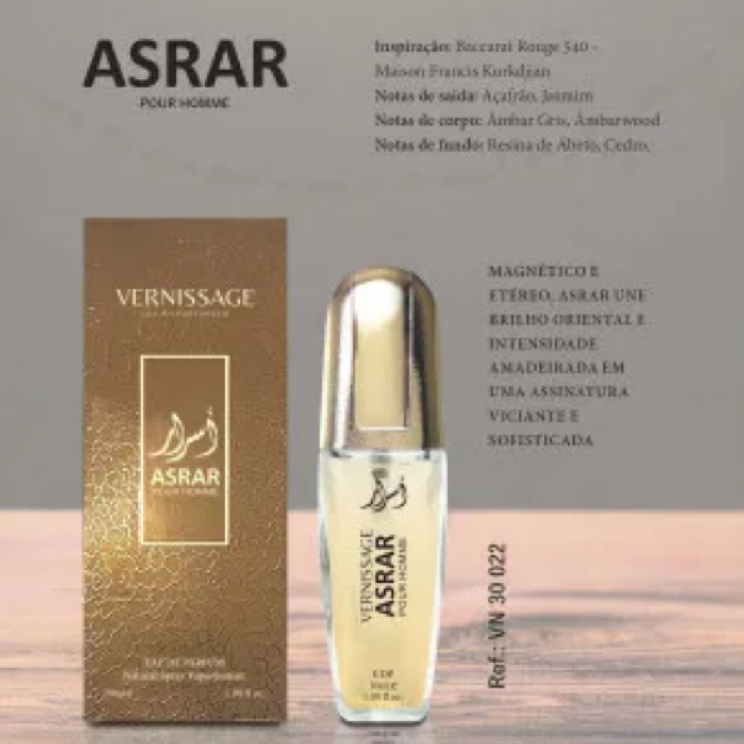 Perfume Asrar Pour Homme 30ml Vernissagem - Virtual Make