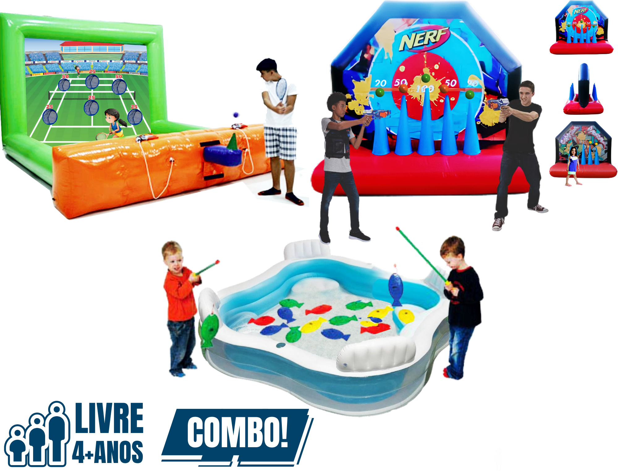 Jogo de Tênis Inflável Premium (4m x 3,5m / altura: 2m) (duas opções de  modelo) - Locação de Brinquedos em João Pessoa - PB