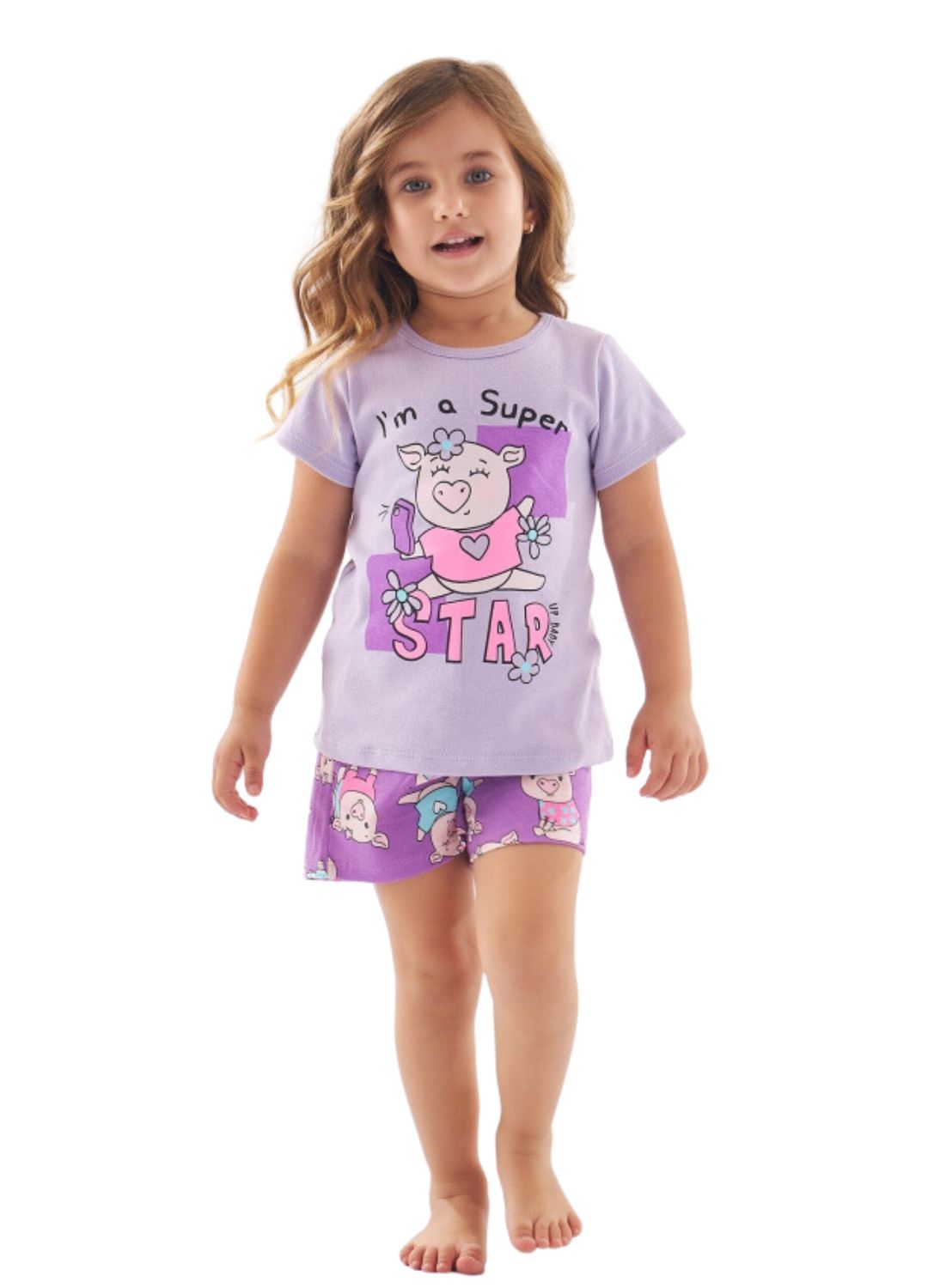 Pijama Infantil Feminino Curto Lavanda UpBaby - Hola Kids Moda Bebê e  Infantil