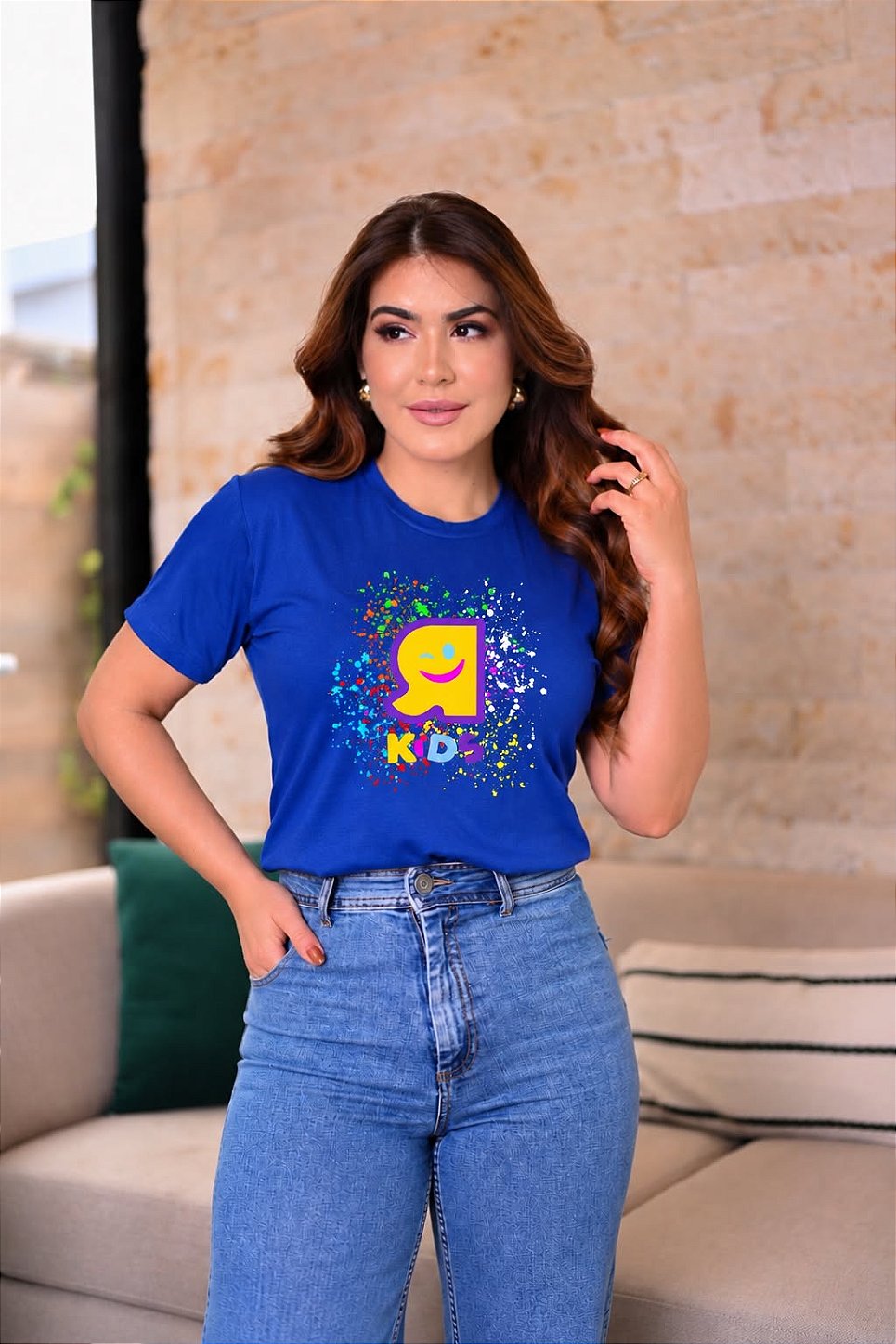 Camiseta Baby Look Explosão de Cores Azul | R Kids - Radicais Kids