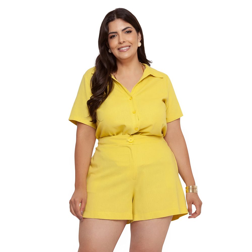 CAMISA MANGA CURTA LINHO PLUS SIZE - V&Z Fashion Plus