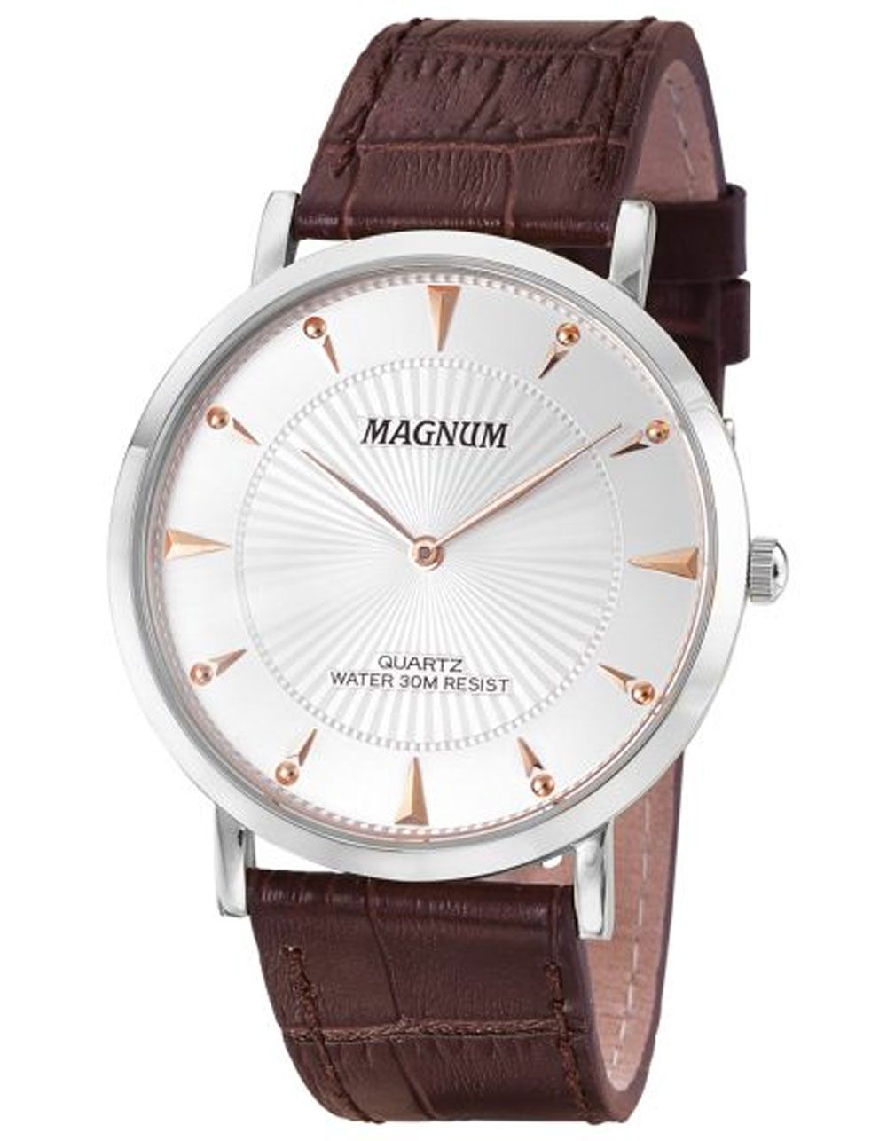 Relógio Magnum Analógico Masculino Dourado Pulseira de Couro