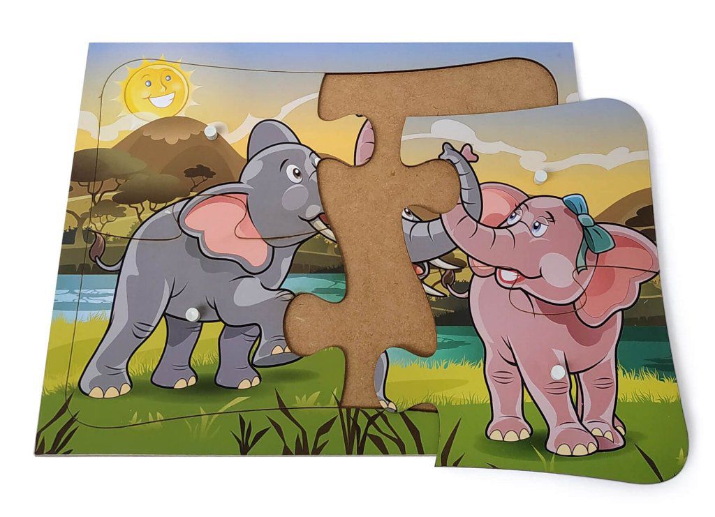 Kit 10 jogo quebra cabeca infantil animais educatico mdf