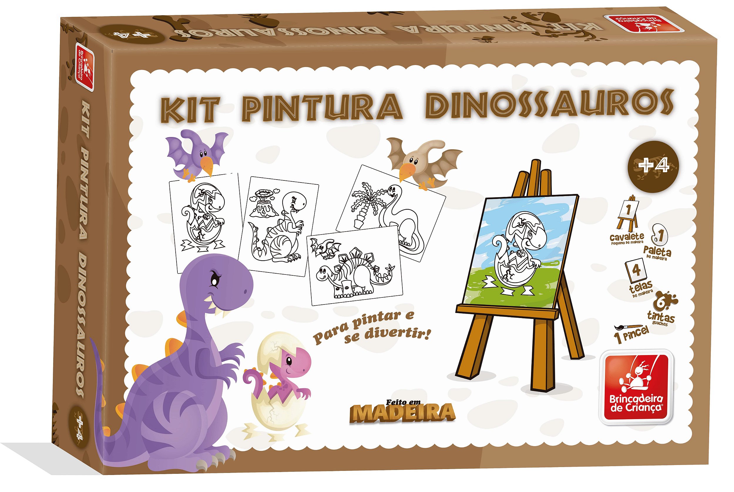 Tela Pintura Dino com Tinta Guache