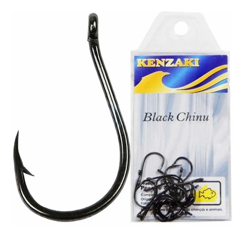 Anzol Para Pesca Black Chinu 7 Kenzaki - Aço Carbon - 10 Pcs