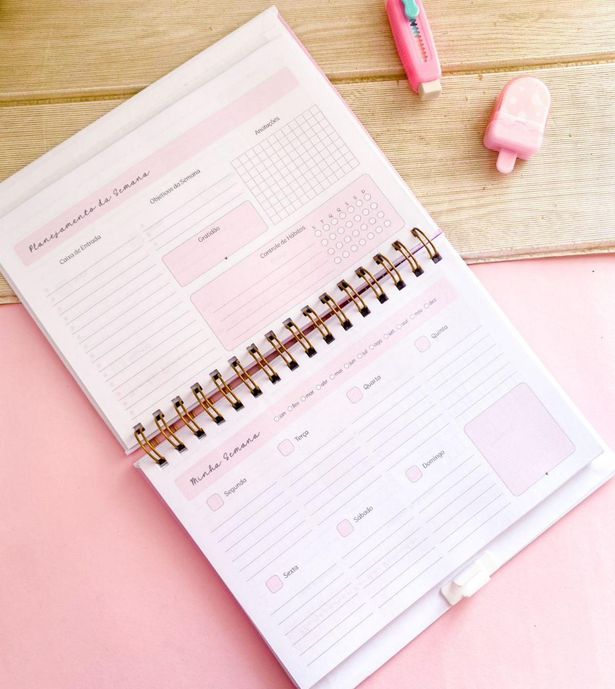 Planner Semanal A5 – Rosa Candy - Thalyta Stamp