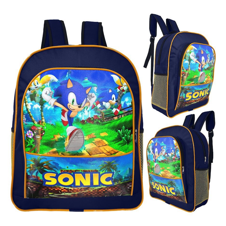 Mochila escolar multicolor do Sonic, tamanho padrão