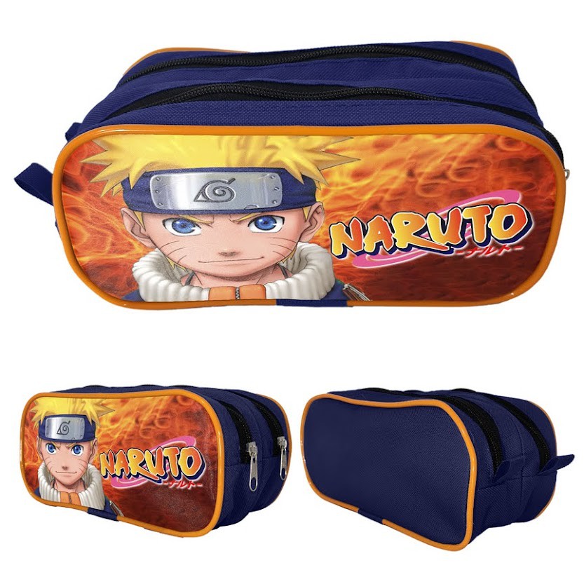 Kit mochila e estojo grande padrão escolar Naruto uzumaki versão