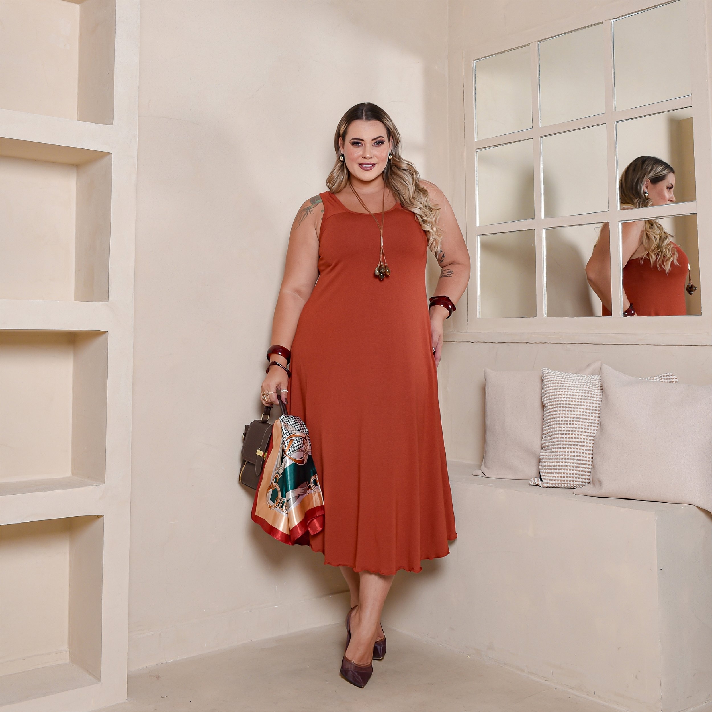 Vestido de malha plus size terra cota . - Menina Marota