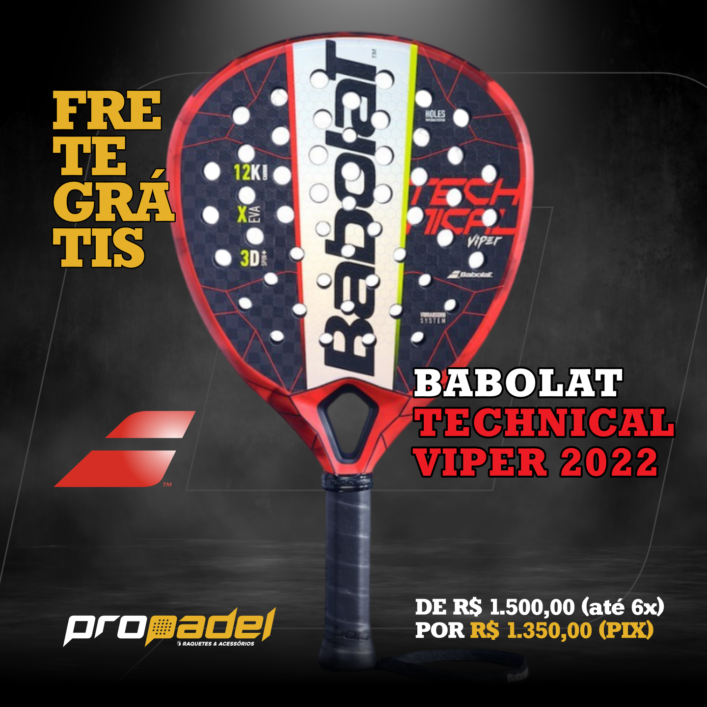 RAQUETE DE PADEL BABOLAT TECHNICAL VIPER 2022 JUAN LEBRON - Loja Propadel