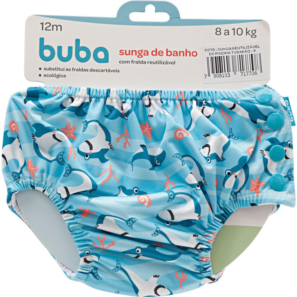 Sunga fralda de banho reutilizável Tubarão Tam M (18 meses) - Buba - Baby  Buys Brasil